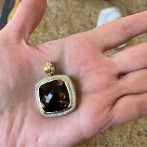 DAVID YURMAN 18k gold & Sterling Silver Smoky Quartz Diamond  XL Albion Pendant